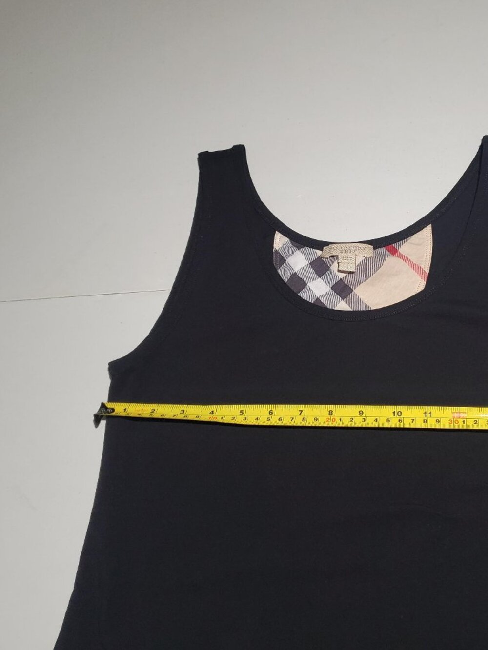 Burberry Brit Black Tank With Plaid Trim Sz L Women's - Shipping incl - Picture 6 of 16